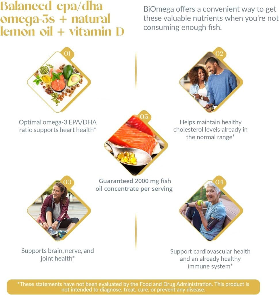 USANA BiOmega Fish Oil Supplement with Omega 3 Fatty Acids to Support Heart, Brain, Eye, Skin, and Joint Health* - 56 Capsules - 28 Day Supply