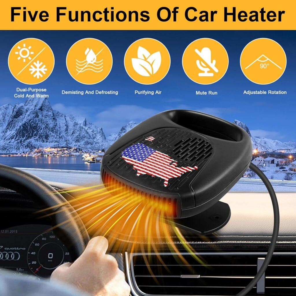 Car Heater Portable 12V Fast Heating Defogging Defroster That Plugs Into Cigarette Lighter 2 in1 Automobile Windshield Heating Fan/Cooling Fan