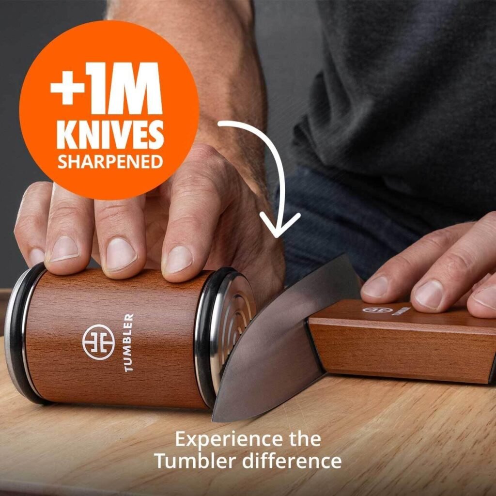 Tumbler Rolling Knife Sharpener™ - Knife Sharpening Made Easy - Rolling Knife Sharpening System for Kitchen Knives - Knife Sharpener Kit Offers 15 20 Degree Sharpening